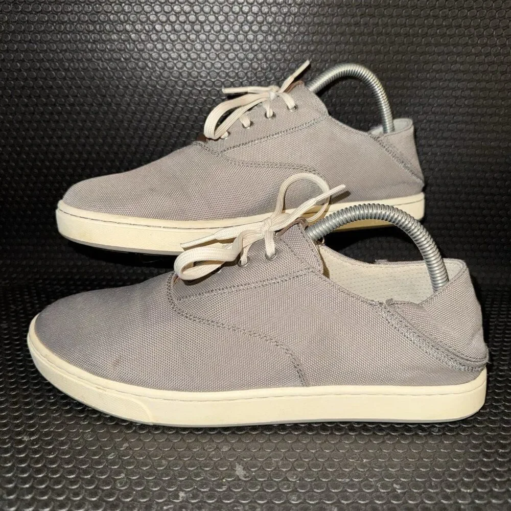 OluKai Kahu Lace Up Sneaker Fog Off White Gray Textile Sneakers Mens Size 8